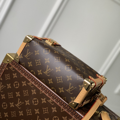 Monogram Canvas Side Trunk MM Leather Shoulder Bag for Women