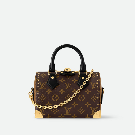 Monogram Canvas Speedy Trunk 20 Leather Handbag for Men and Women