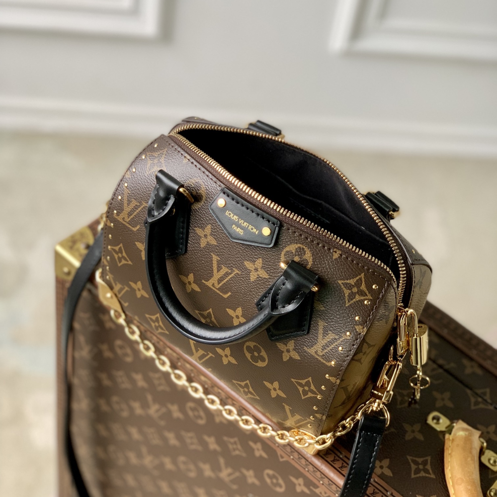 Monogram Canvas Speedy Trunk 20 Leather Handbag for Men and Women