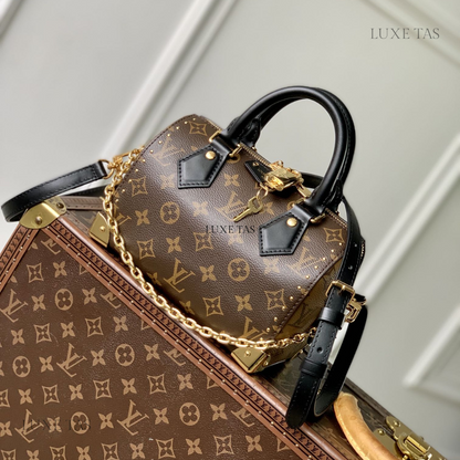 Monogram Canvas Speedy Trunk 20 Leather Handbag for Men and Women