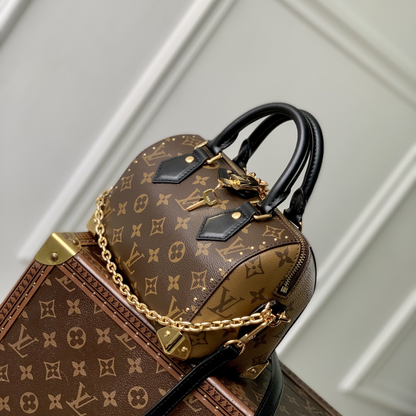 Monogram Canvas Speedy Trunk 20 Leather Handbag for Men and Women