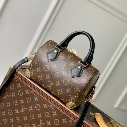 Monogram Canvas Speedy Trunk 20 Leather Handbag for Men and Women