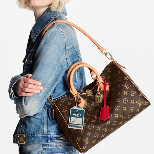 Monogram Red Speedy Soft 30 Crafty Leather Handbag for Men and Women
