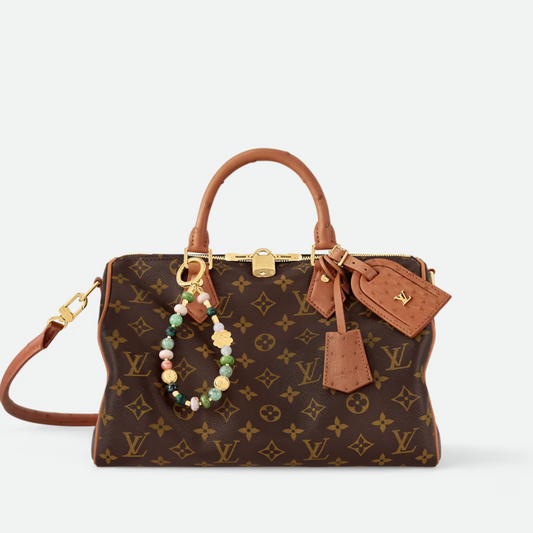 Monogram Tan Speedy Soft 30 Boho Leather Handbag for Men and Women