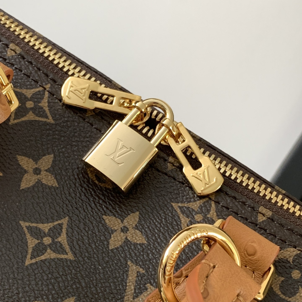 Monogram Tan Speedy Soft 30 Boho Leather Handbag for Men and Women