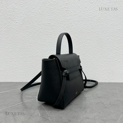 Nano Belt Bag In Grained Calfskin Black