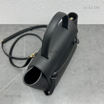 Nano Belt Bag In Grained Calfskin Black