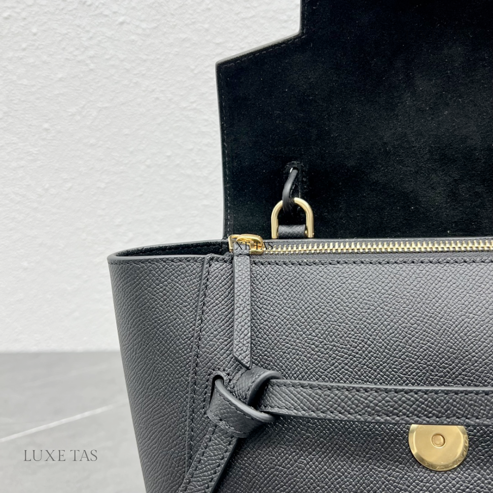 Nano Belt Bag In Grained Calfskin Black