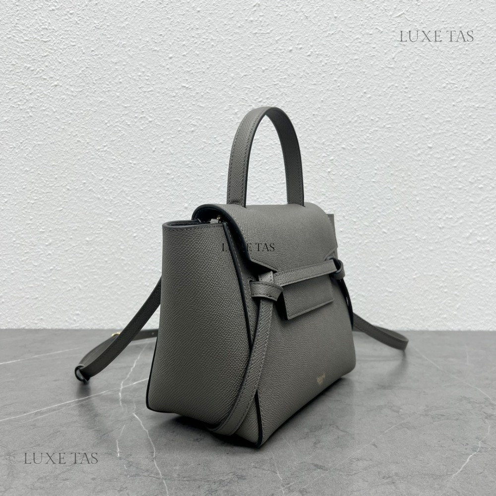 Nano Belt Bag In Grained Calfskin Grey