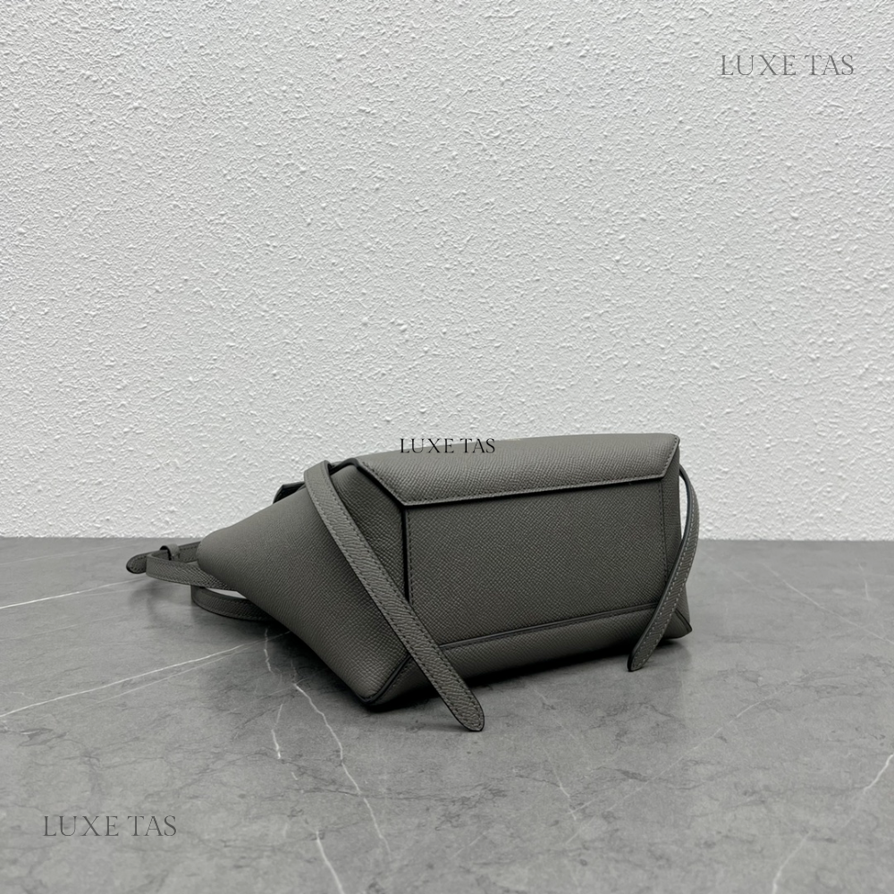 Nano Belt Bag In Grained Calfskin Grey