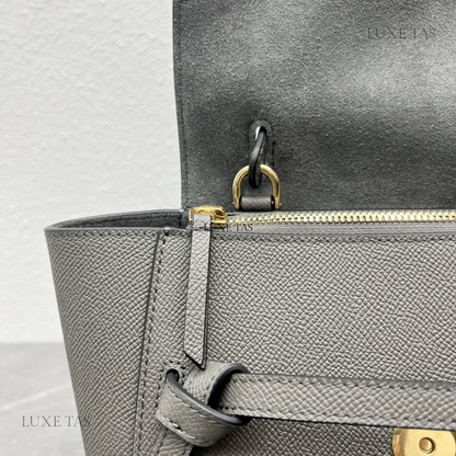 Nano Belt Bag In Grained Calfskin Grey