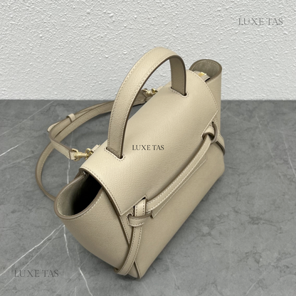 Nano Belt Bag In Grained Calfskin Light Taupe