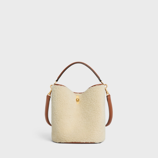 Natural / Tan Bucket 16 Bag In Shearling - Bucket Bag for Women