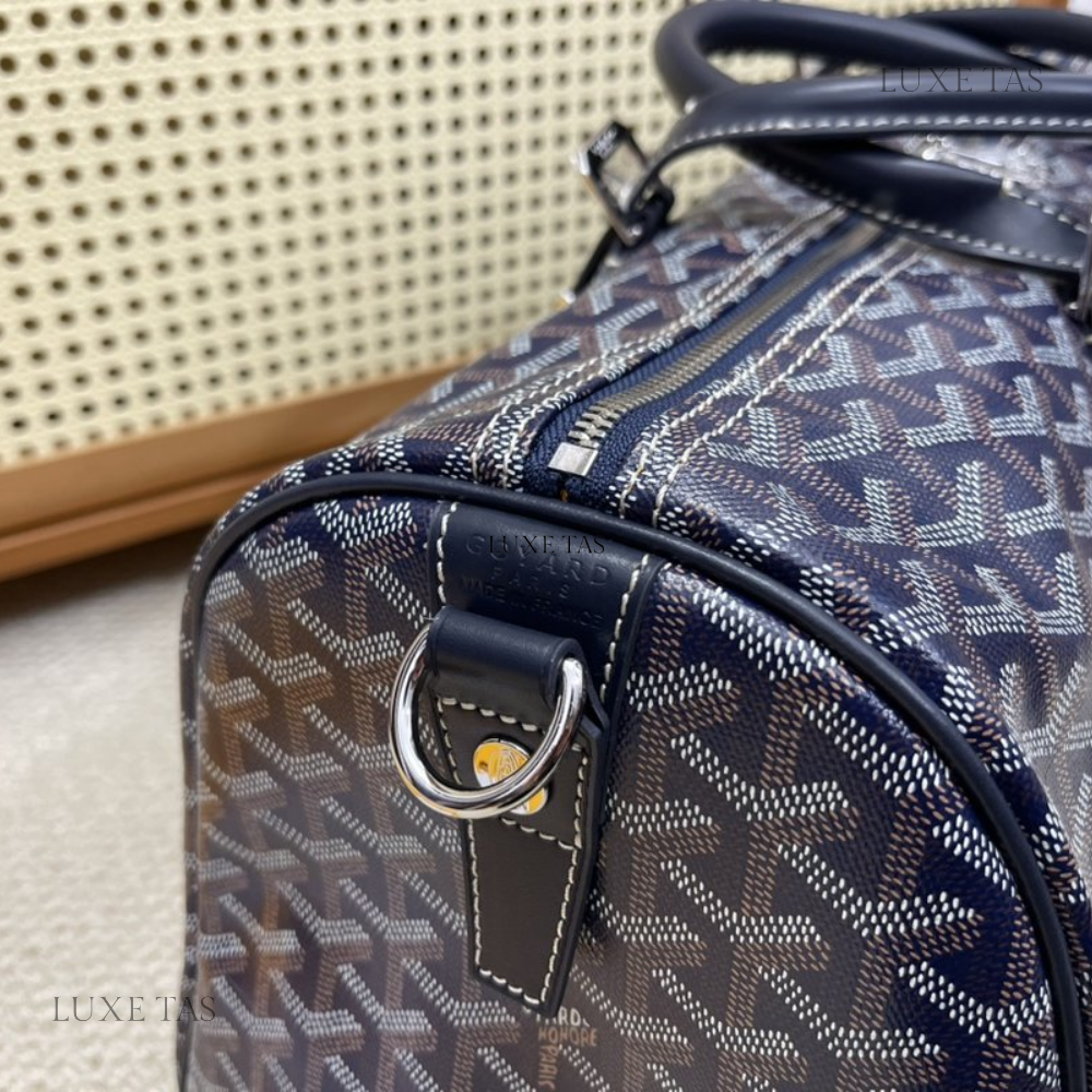 Navy Blue Boston 45 Bag - Leather Duffel Bag