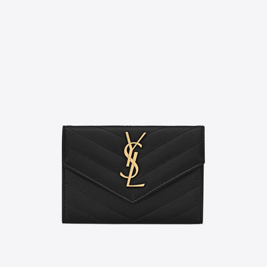 Noir Cassandre Matelassé Small Envelope Wallet - Leather Wallet for Women