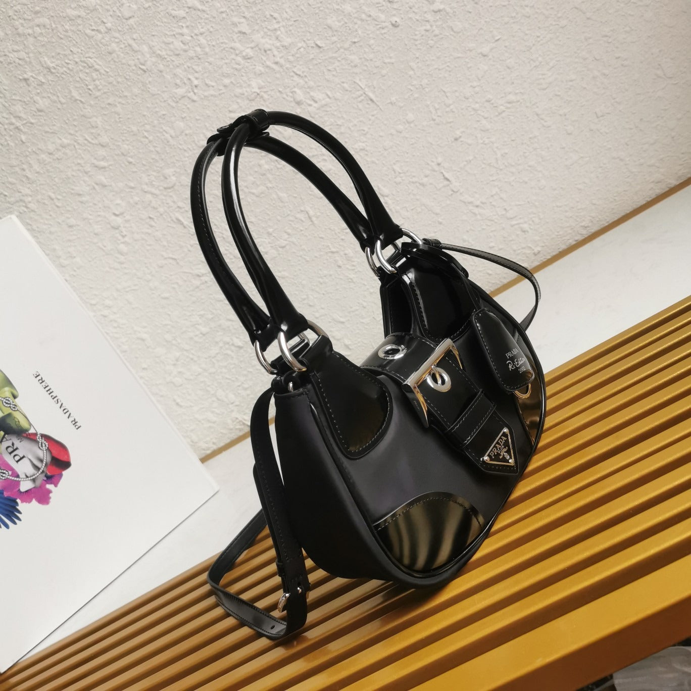 PRD Moon Re-Nylon And Leather Bag Black