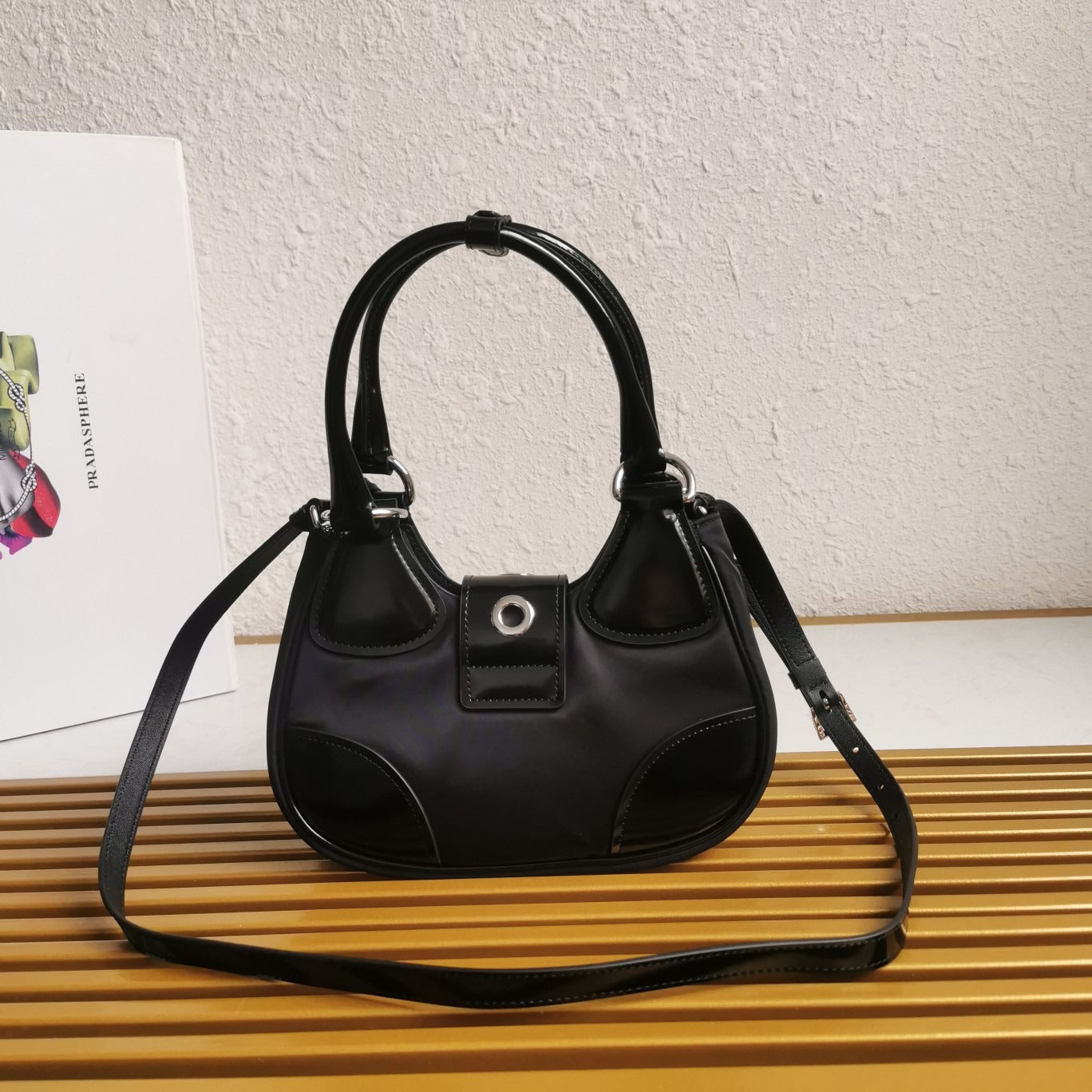 PRD Moon Re-Nylon And Leather Bag Black