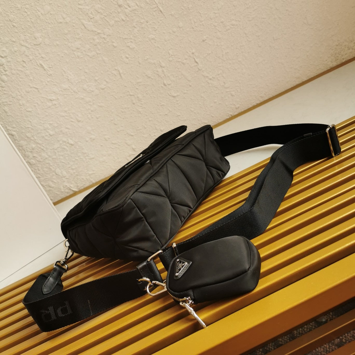 Padded Re-Nylon Shoulder Bag Black