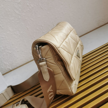 Padded Re-Nylon Shoulder Bag Desert Beige