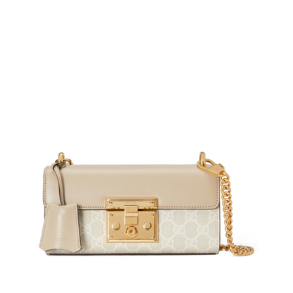 Padlock Mini Shoulder Bag Beige & White