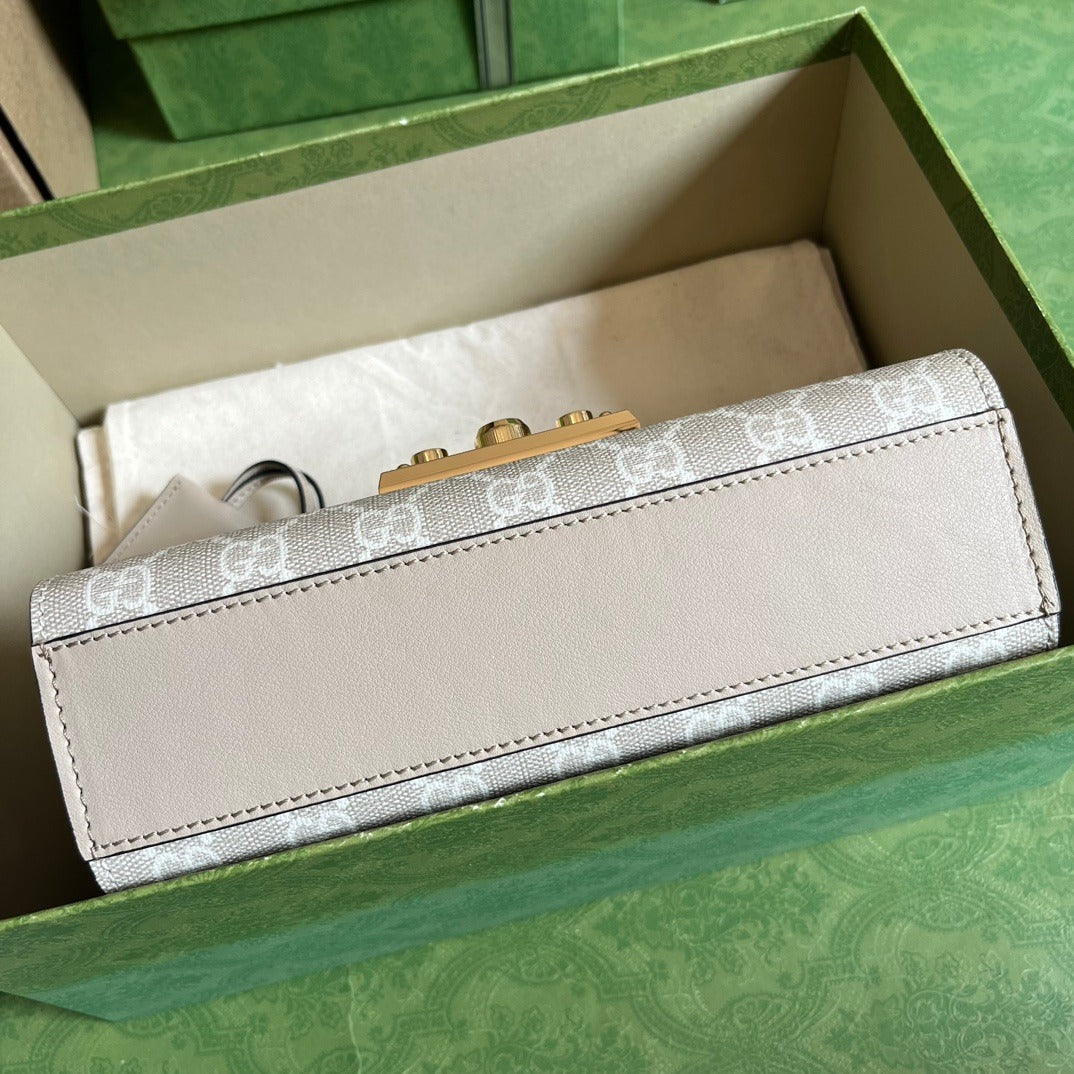 Padlock Mini Shoulder Bag Beige & White