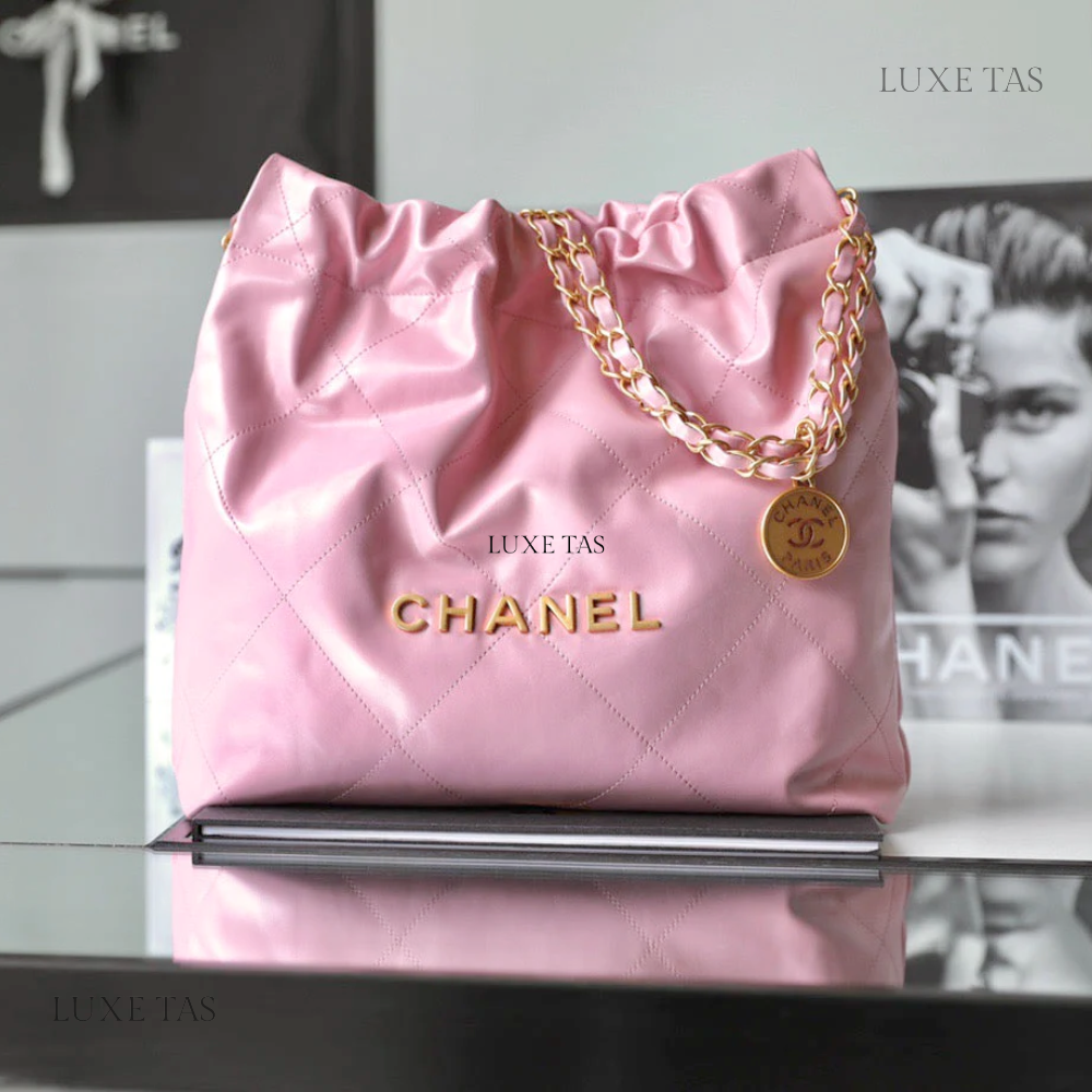 Pink Shiny Calfskin CHNL 22 Small Handbag