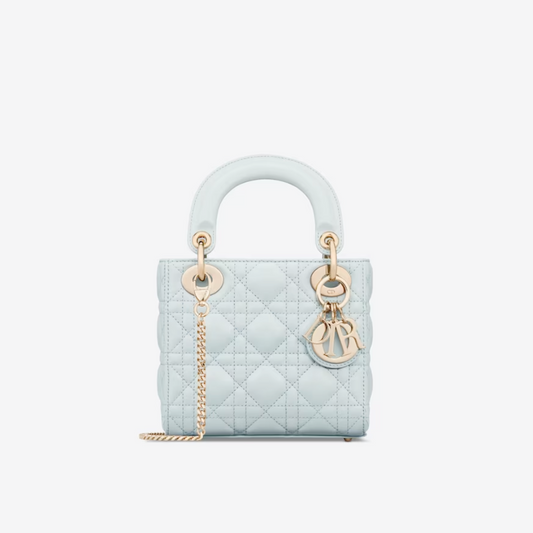 Placid Blue Cannage Lambskin Mini Lady D Bag