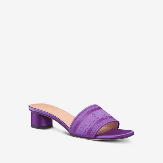 Purple Embroidered Dway Heeled Slide