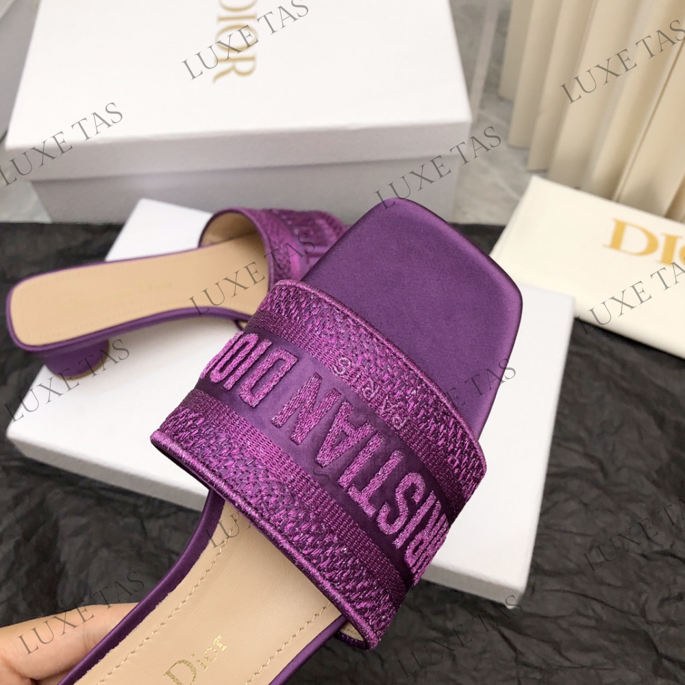 Purple Embroidered Dway Heeled Slide