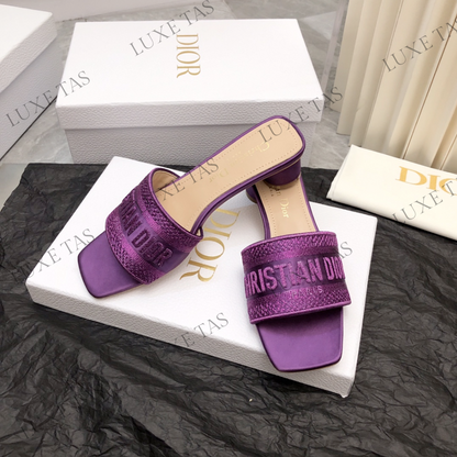 Purple Embroidered Dway Heeled Slide