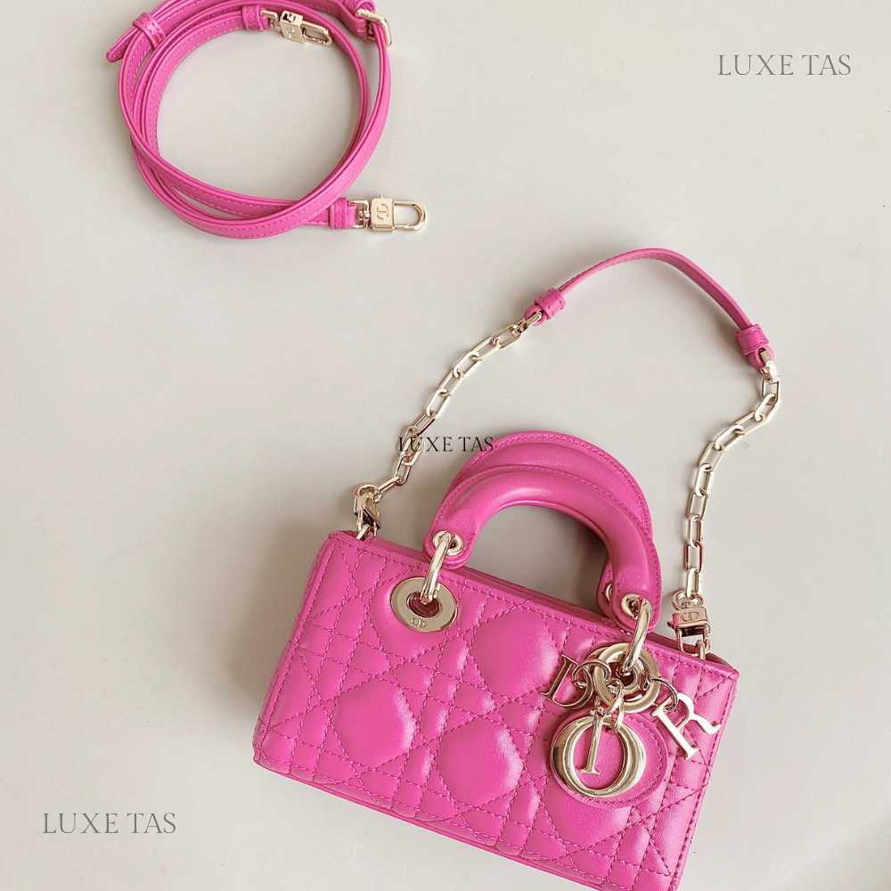 Rani Pink Cannage Lambskin Lady D-Joy Micro Bag
