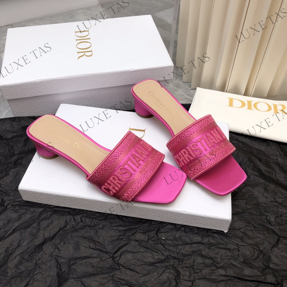 Rani Pink Embroidered Dway Heeled Slide