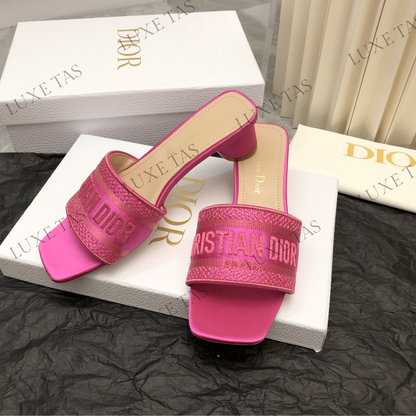 Rani Pink Embroidered Dway Heeled Slide