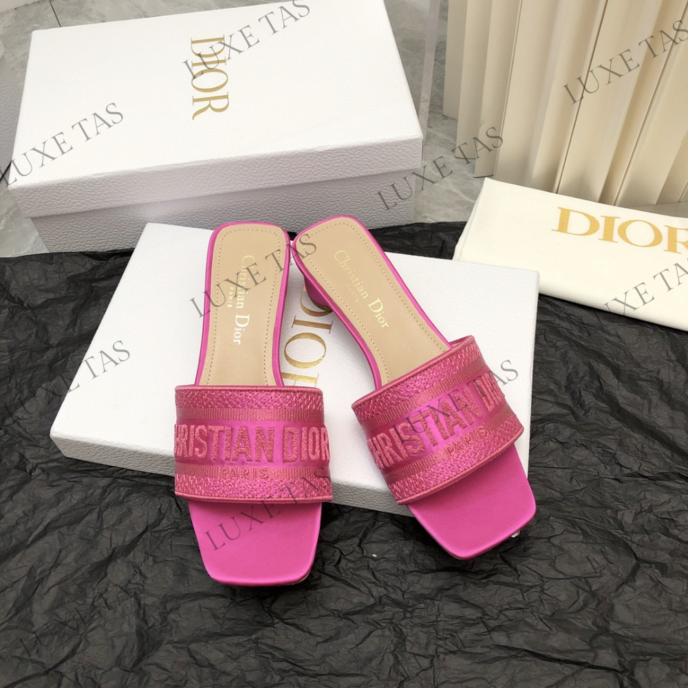 Rani Pink Embroidered Dway Heeled Slide