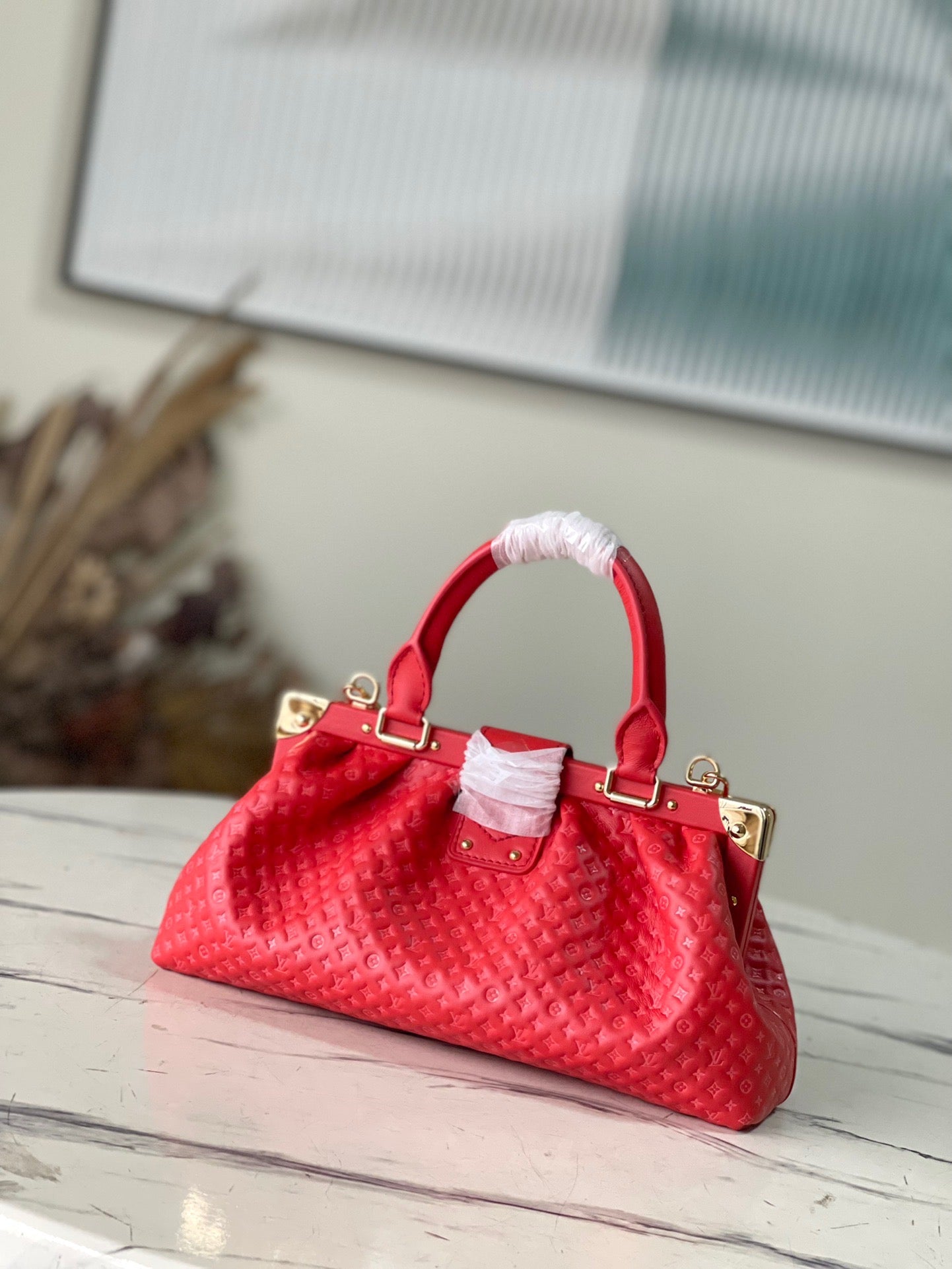 Red Monogram Clutch - Leather Handbag for Women