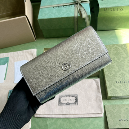 Silver GG Marmont Continental Wallet
