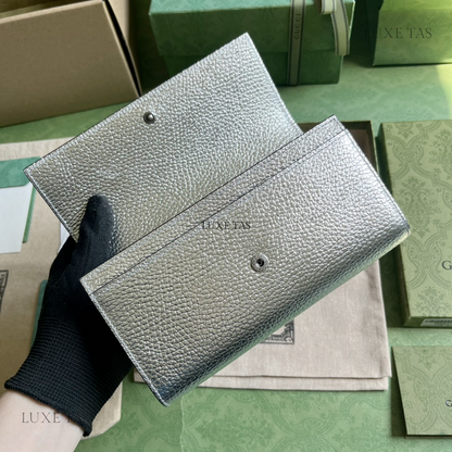 Silver GG Marmont Continental Wallet