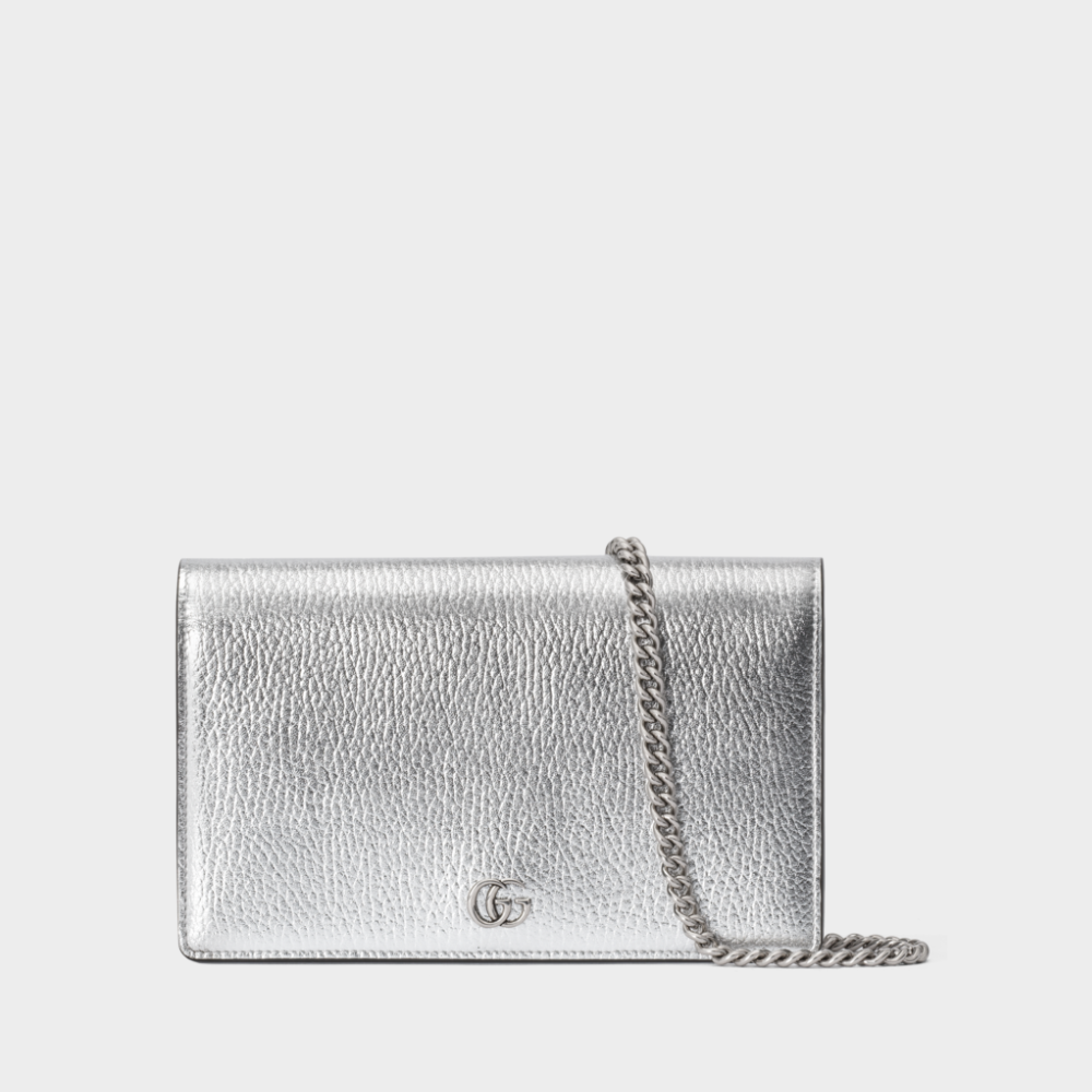 Silver GG Marmont Mini Chain Bag