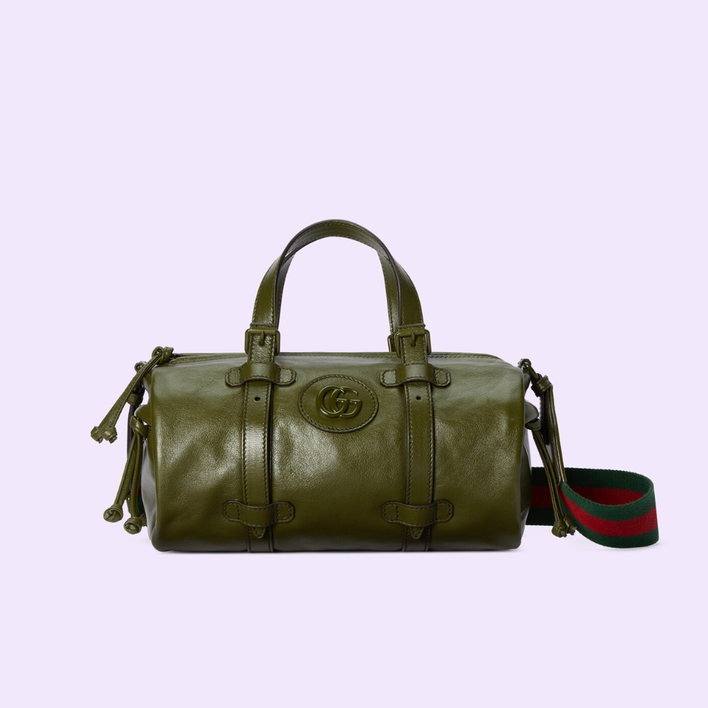 Small Duffle Bag With Tonal Double G Green Leather Crossbody Bag for Men