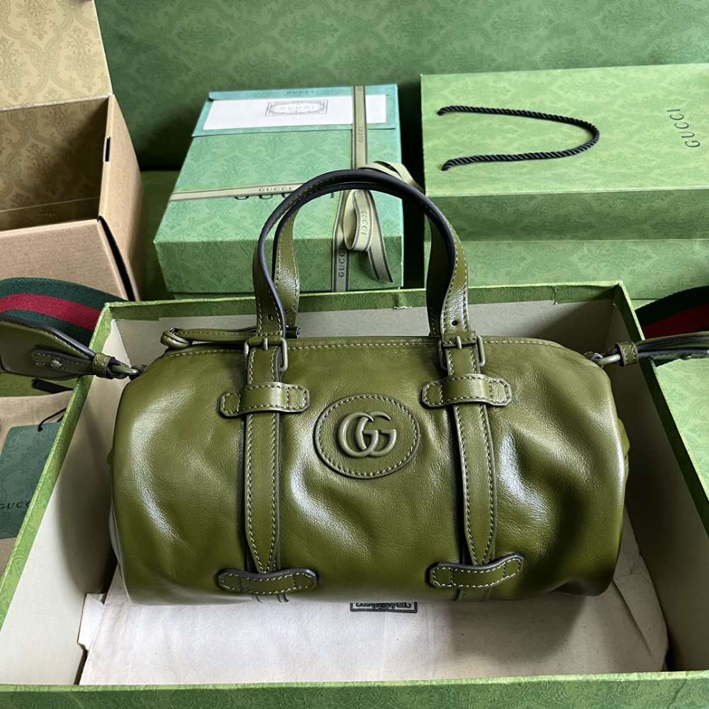 Small Duffle Bag With Tonal Double G Green Leather Crossbody Bag for M Luxe Tas