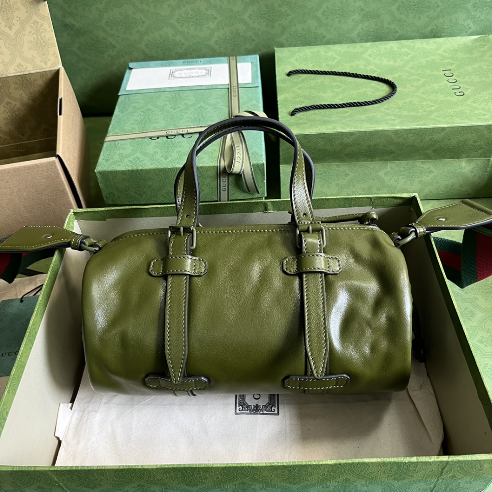 Small Duffle Bag With Tonal Double G Green Leather Crossbody Bag for Men