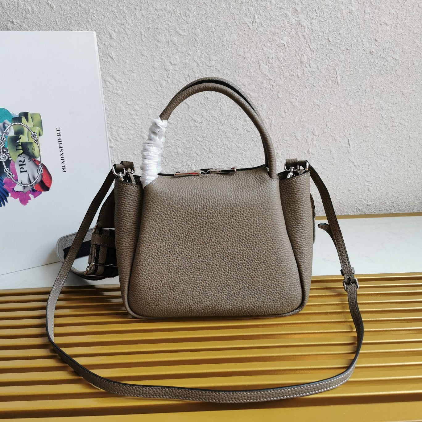 Small Leather Handbag Clay Grey