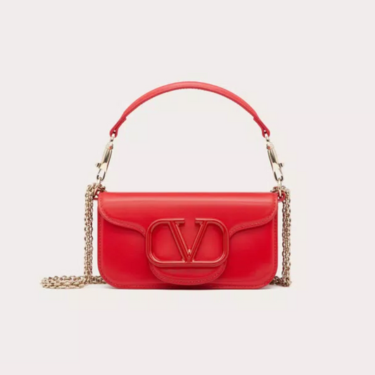 Small Locò Red Leather Shoulder Bag for Women