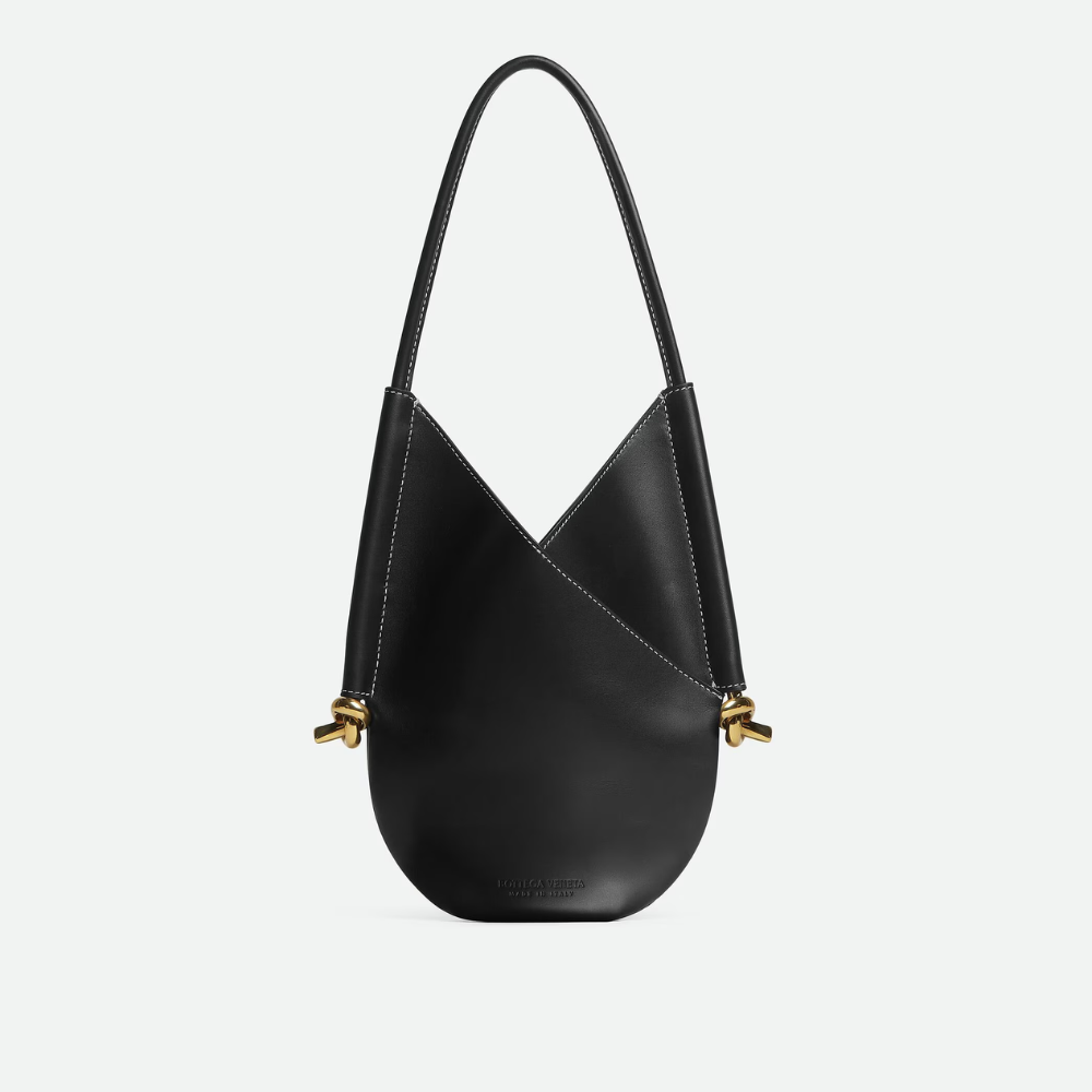 Small Solstice Black Leather Tote Bag for Women