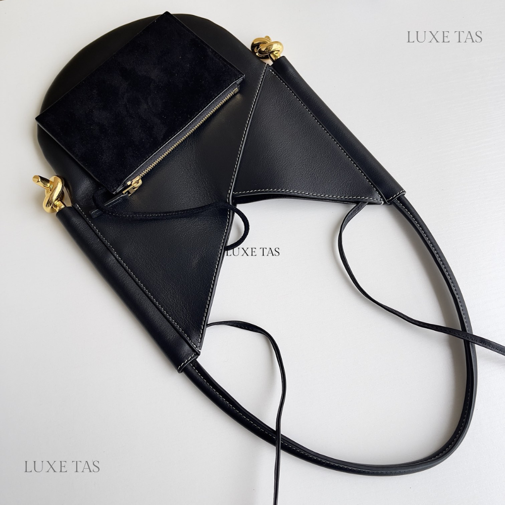 Small Solstice Black Leather Tote Bag for Women