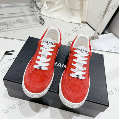 Suede Calfskin Red Sneakers 