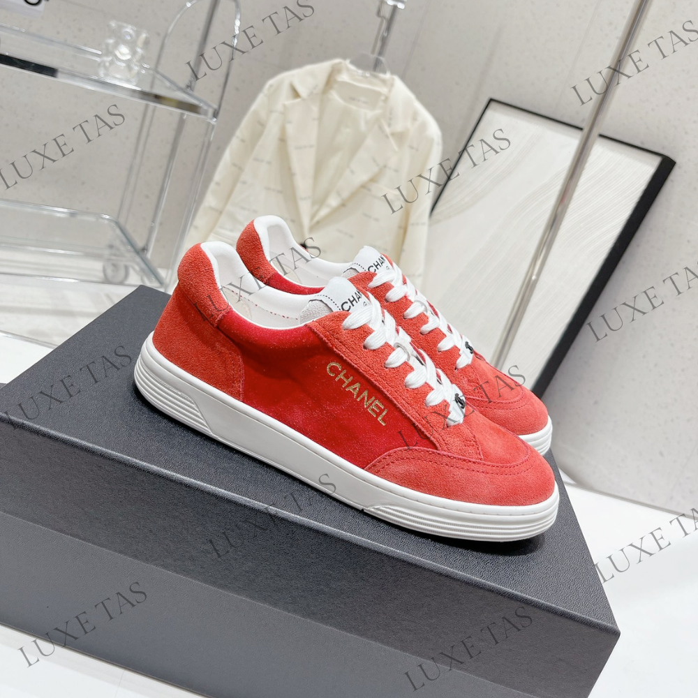 Suede Calfskin Red Sneakers 