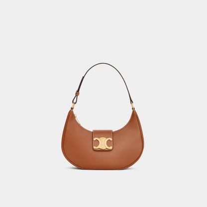 Tan Ava Triomphe Soft Bag In Smooth Calfskin