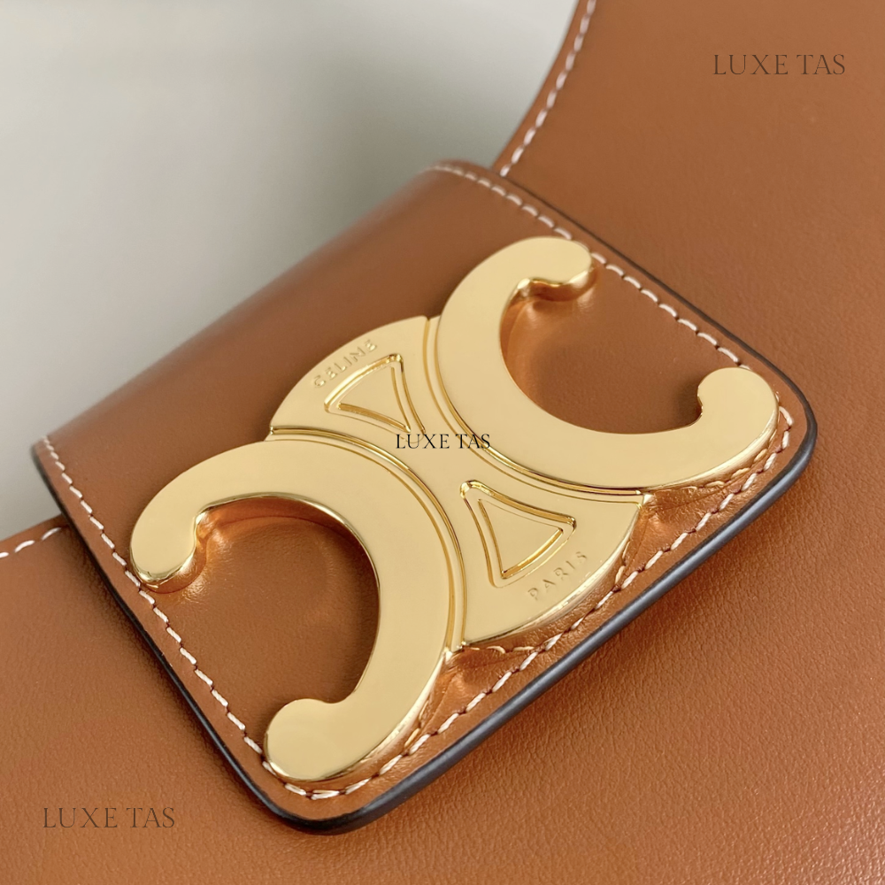 Tan Ava Triomphe Soft Bag In Smooth Calfskin - Leather Shoulder