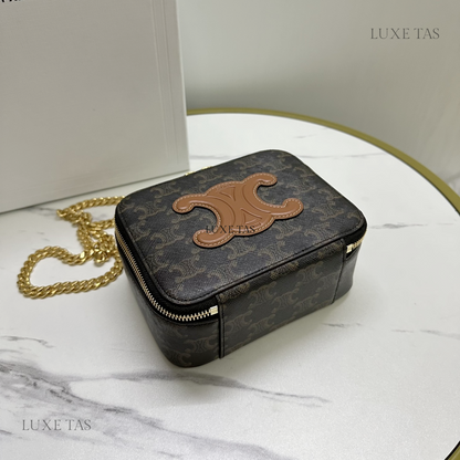 Tan Box On Chain Cuir Triomphe In Triomphe Canvas And Calfskin